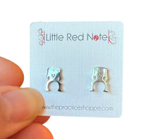 Load image into Gallery viewer, Stainless Steel PS Post Earrings Cello Bridge
