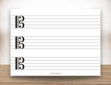 Load image into Gallery viewer, Three Staves Magnetic White Board (all clefs)
