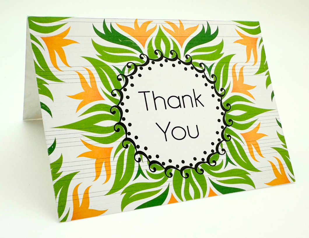 Thank You Bass Clef Green Note Card - Set of 3