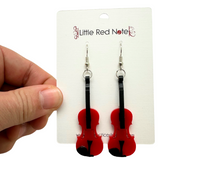 Load image into Gallery viewer, Dangle Fishook Earrings Acrylic Violin
