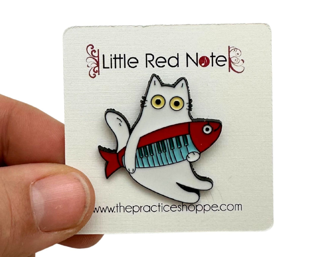 White Cat Fish Keyboard Enamel Pin