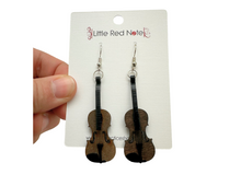 Load image into Gallery viewer, Dangle Fishook Earrings Acrylic Violin
