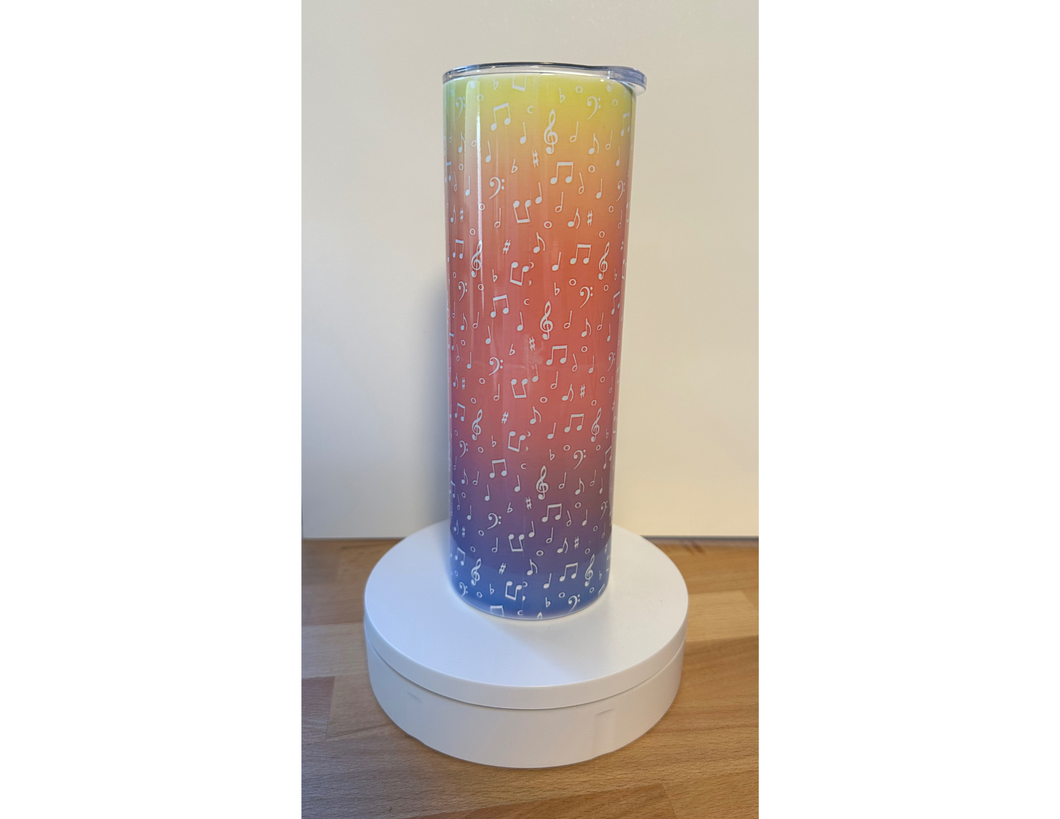 20 oz Straight Tumbler - Rainbow Music Notes