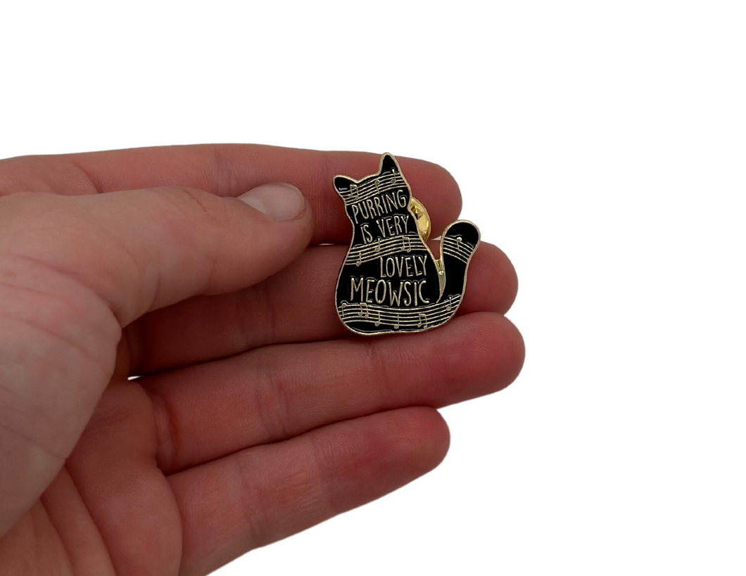 Cat Purring is Very Lovely Meawsic Enamel Pin