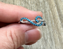 Load image into Gallery viewer, 925 Sterling Silver Sideways Treble Clef Blue Ring
