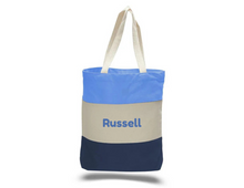 Load image into Gallery viewer, Tri-Color Practice Makes it Easy Blue Tote Bag
