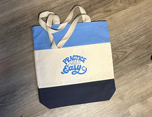 Load image into Gallery viewer, Tri-Color Practice Makes it Easy Blue Tote Bag
