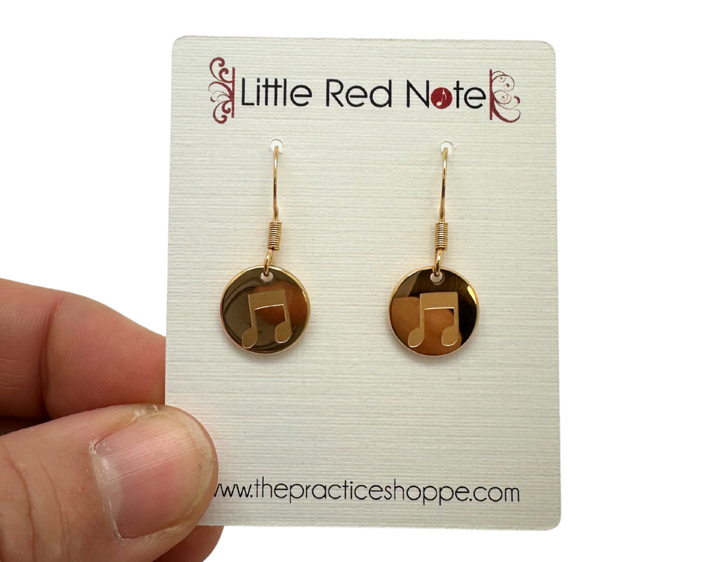 Dangle Stainless Steel Fishook Earrings Beamed Eighth Note Disc