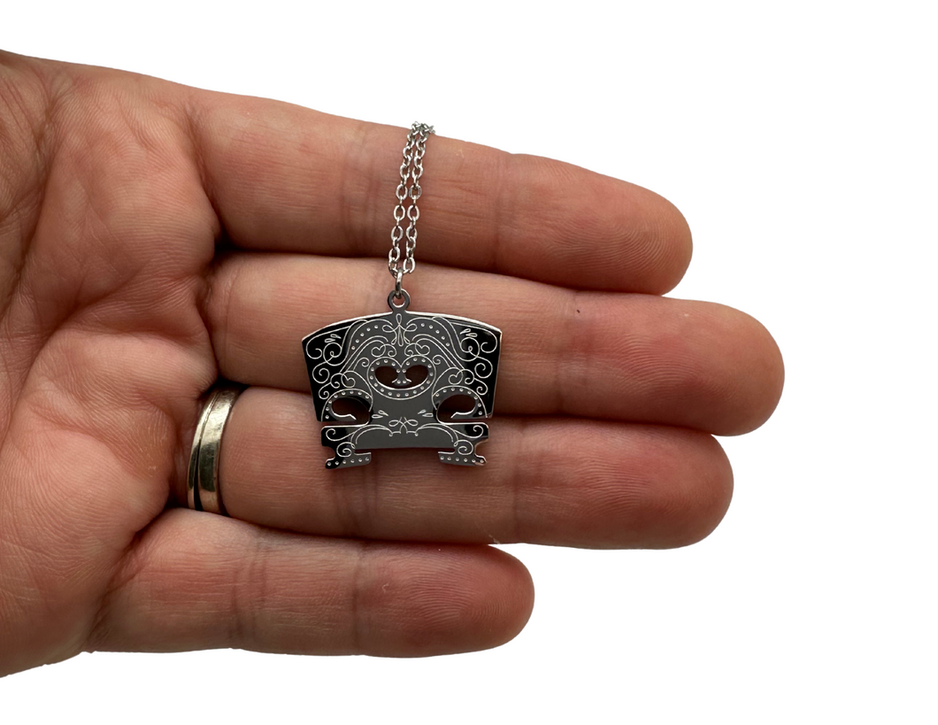 PS Stainless Steel Engraved Violin Bridge Necklace