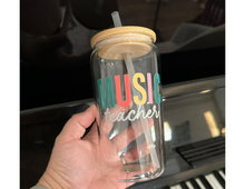 Load image into Gallery viewer, 16 oz Clear Glass Tumbler - Music Teacher
