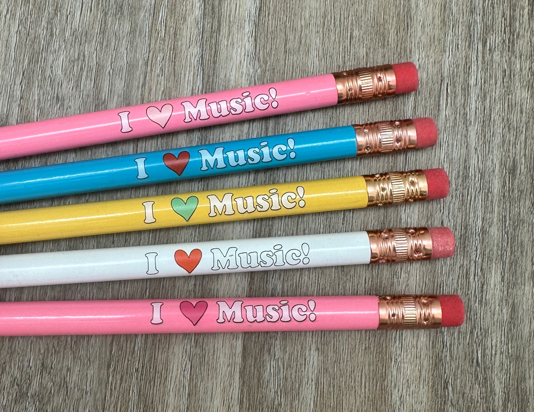 I Heart Music Pencils - Spring Colors