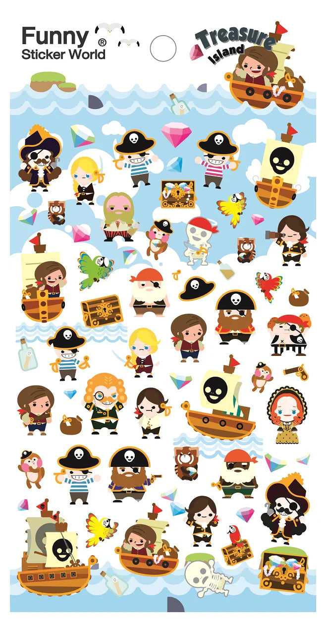 Funny Treasure Island Puffy Stickers