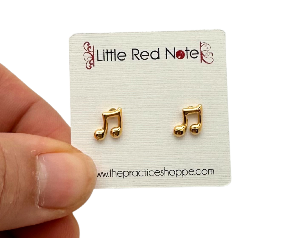 Stainless Steel Beamed Eighth Note Post Earrings Gold