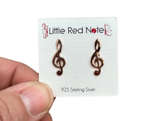 Load image into Gallery viewer, 925 Sterling Silver 18 mm Treble Earrings - Rose Gold
