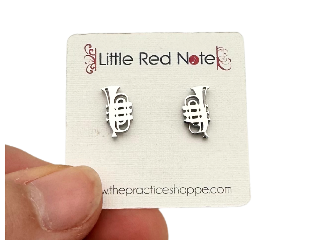 Stainless Steel Trumpet Post Earrings Silver