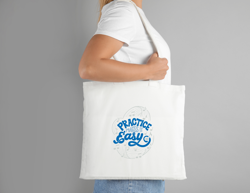 Practice Makes It Easy White Music Tote Bag