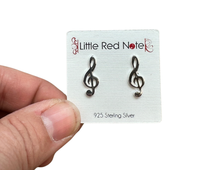Load image into Gallery viewer, 925 Sterling Silver 18 mm Treble Earrings - Silver
