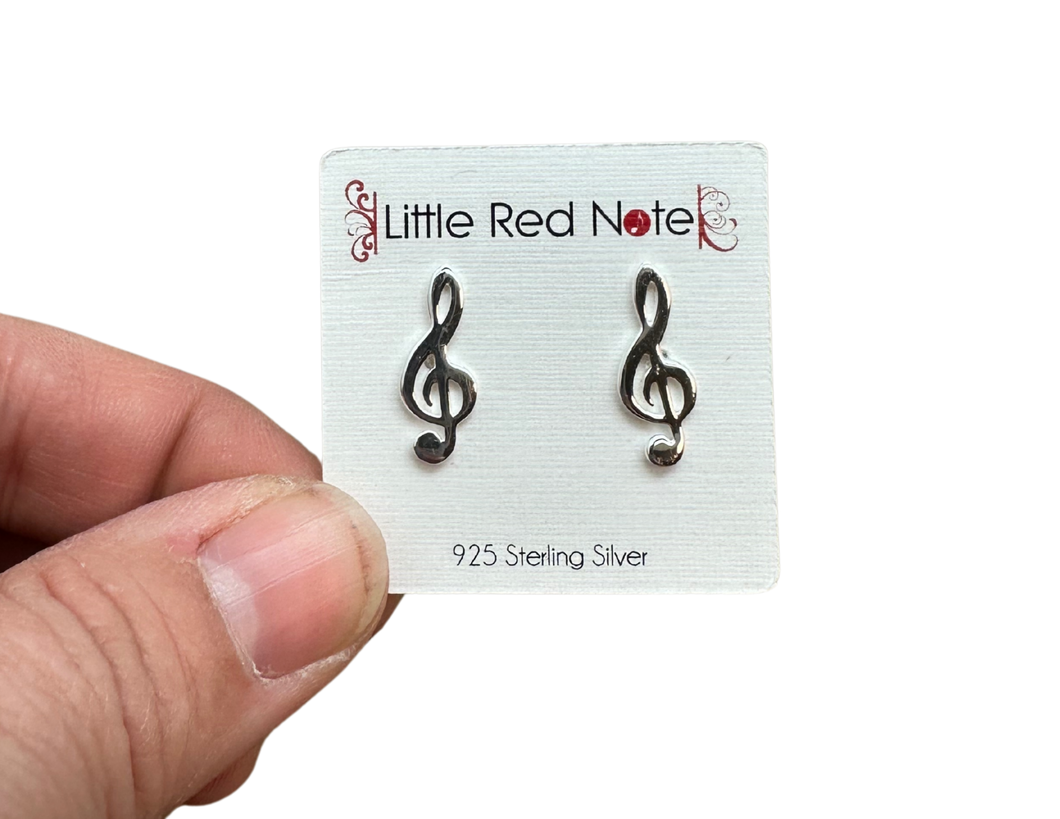 925 Sterling Silver 18 mm Treble Earrings - Silver