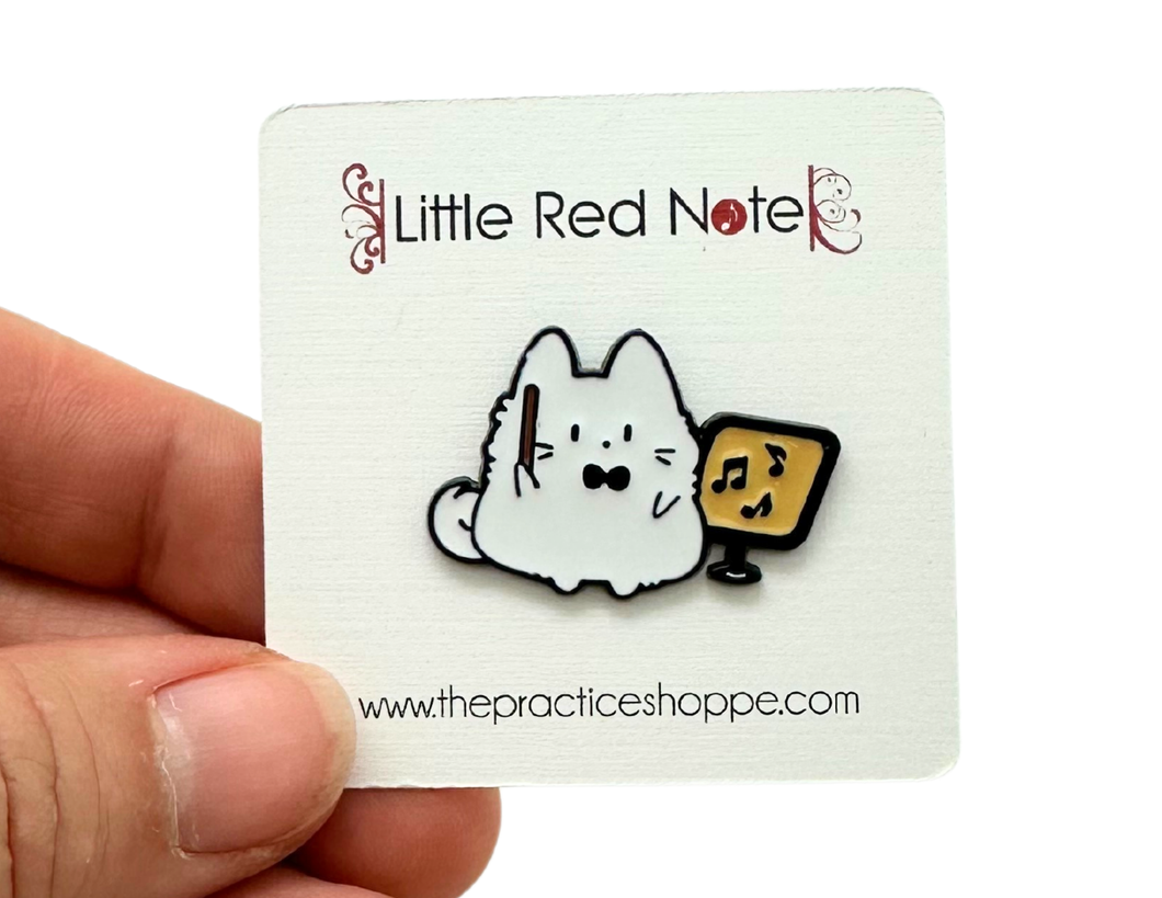 White Cat Conductor Enamel Pin