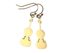 Load image into Gallery viewer, Dangle Stainless Steel Fishook Earrings Violin Viola Gold
