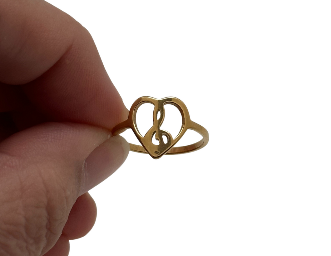 Stainless Steel Treble Heart Ring