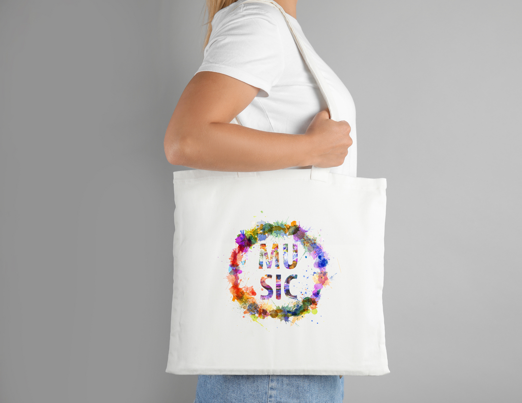 MU SIC White Music Tote Bag