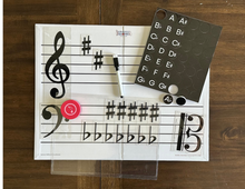 Load image into Gallery viewer, Foldable Music Staff Magnetic White Board Bundle - BLACK magnets
