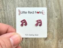 Load image into Gallery viewer, 925 Sterling Silver Pink CZ Beamed 16th Earrings

