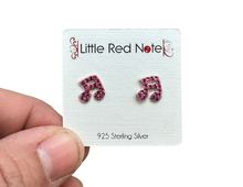 Load image into Gallery viewer, 925 Sterling Silver Pink CZ Beamed 16th Earrings

