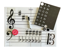 Load image into Gallery viewer, Foldable Music Staff Magnetic White Board Bundle - BLACK magnets
