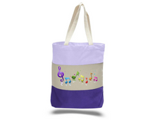 Load image into Gallery viewer, Tri-Color Rainbow Music Purple Tote Bag
