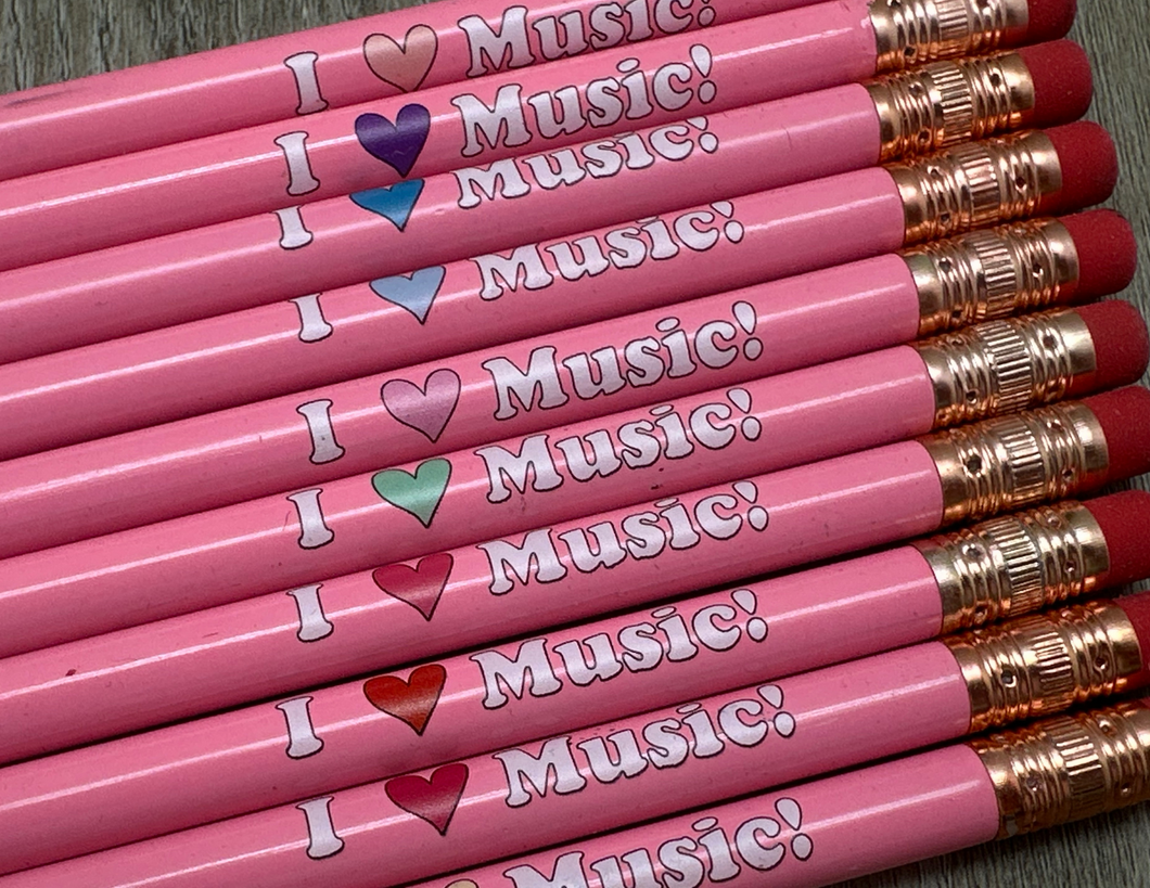 I Heart Music Pencils - Pink
