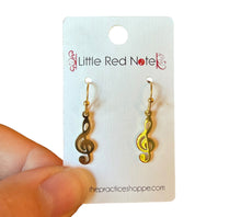 Load image into Gallery viewer, Dangle Fish Hook Stainless Steel Earrings Treble Clef
