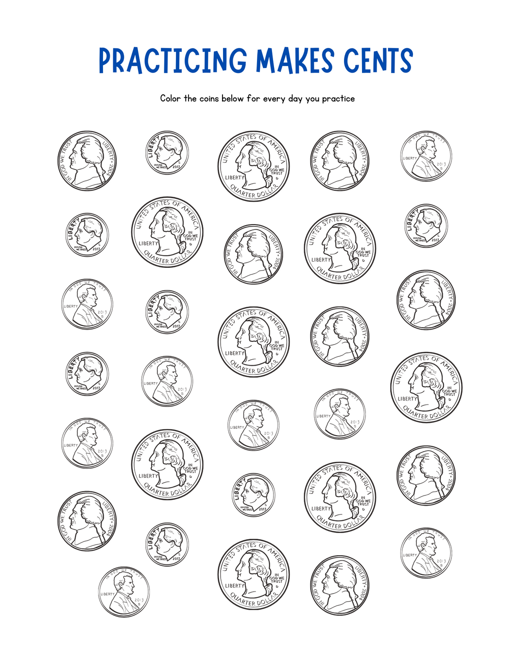 Practicing Makes Cents Practice Chart (Digital Download)