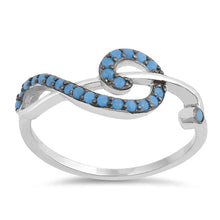 Load image into Gallery viewer, 925 Sterling Silver Sideways Treble Clef Blue Ring
