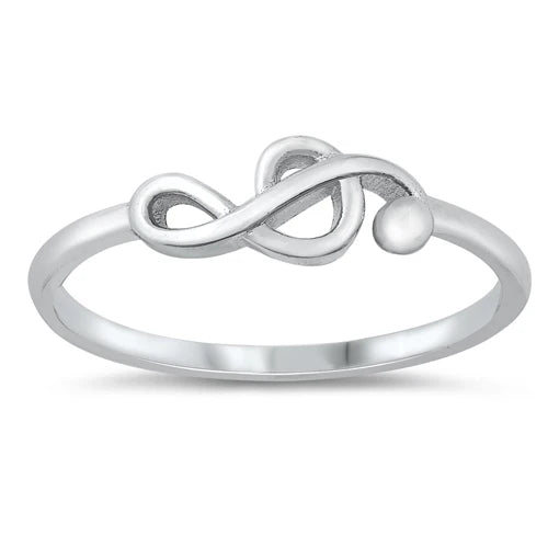 925 Sterling Silver Treble Clef Sideways Ring