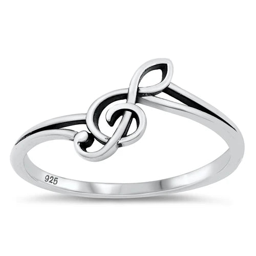 925 Sterling Silver Slanted Treble Ring