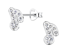 Load image into Gallery viewer, 925 Sterling Silver CZ Eighth Note White Earrings
