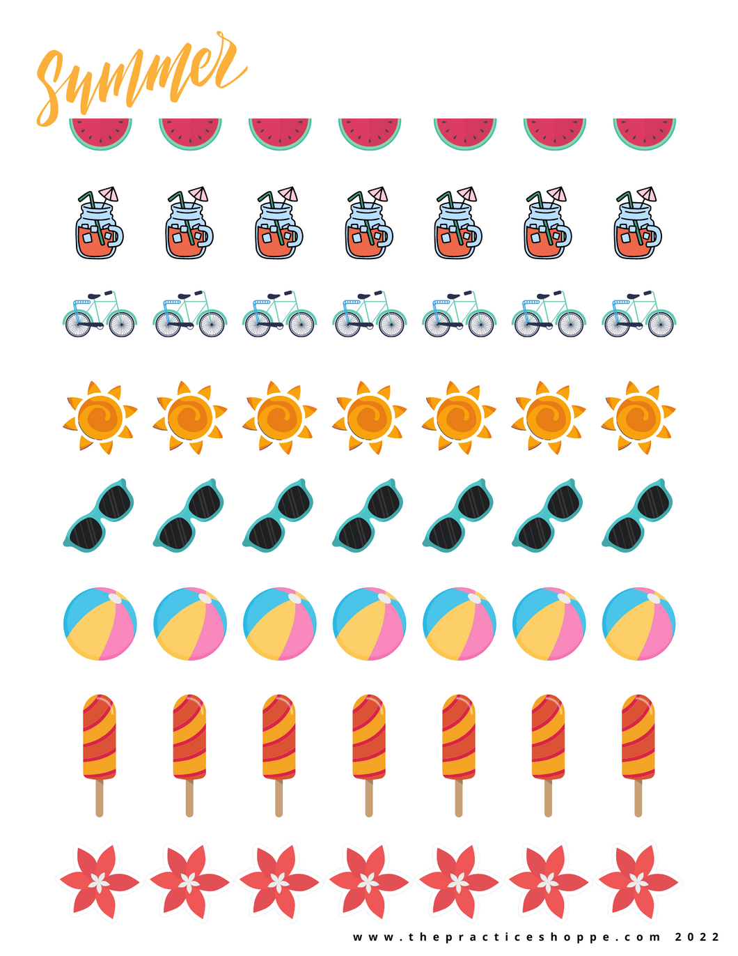 Summer Fun Practice Chart (digital download)