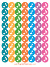 Load image into Gallery viewer, PS Sheet Colorful Eighth Note Stickers
