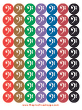 Load image into Gallery viewer, PS Sheet Clef Colorful Bass Clef Stickers
