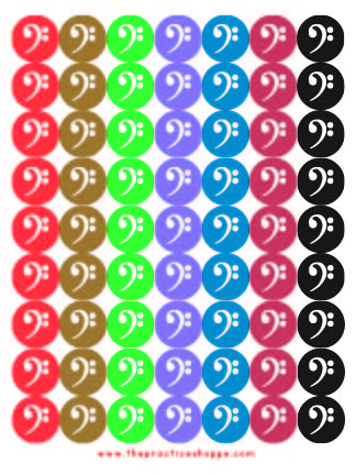 PS Sheet Clef Colorful Bass Clef Stickers