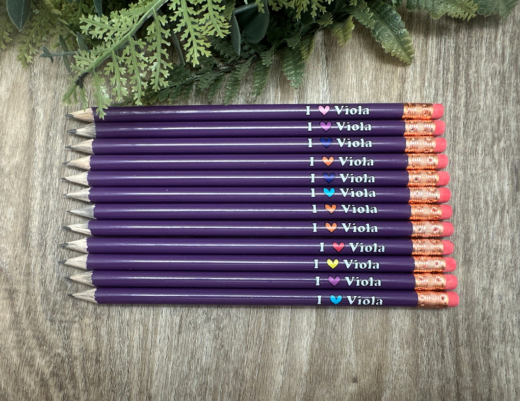 I Heart VIOLA Pencils - Purple