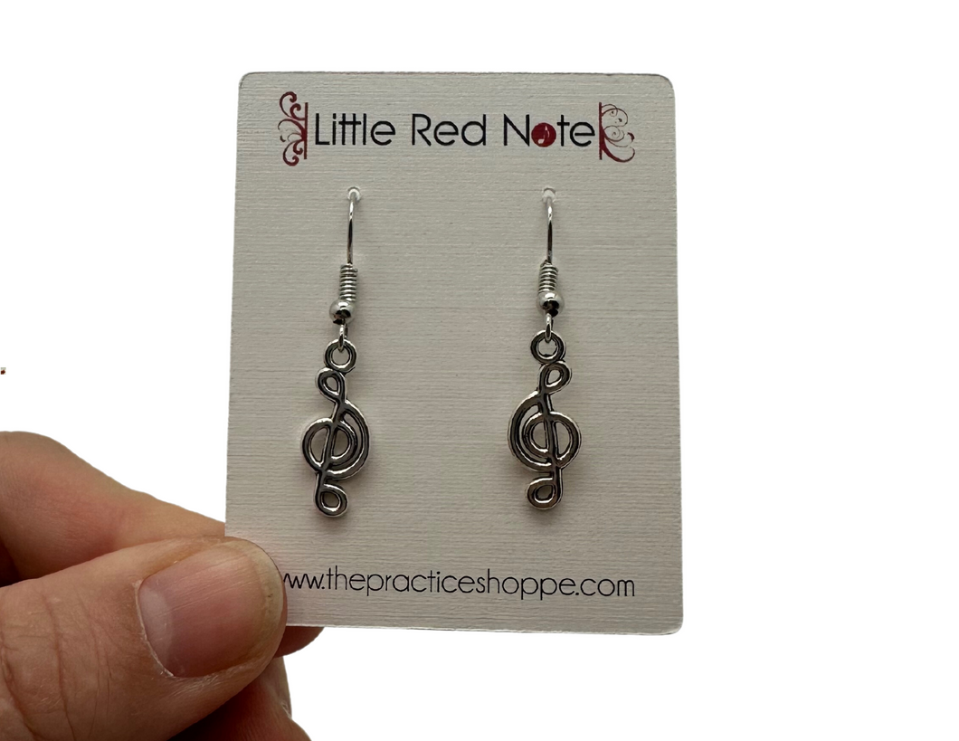 Fish Hook Treble Clef Mirror Earrings