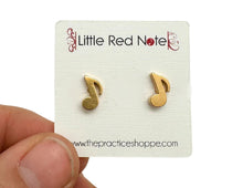 Load image into Gallery viewer, Stainless Steel Eighth Note Post Earrings Gold - Screwback
