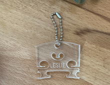 Load image into Gallery viewer, Clear Acrylic Violin Bridge Name Keychain
