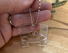 Load image into Gallery viewer, Clear Acrylic Violin Bridge Name Keychain
