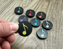 Load image into Gallery viewer, 1&quot; Black Eighth Note Magnets - set of 8
