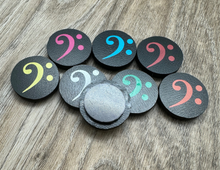 Load image into Gallery viewer, 1&quot; Black Bass Clef Magnets - set of 8
