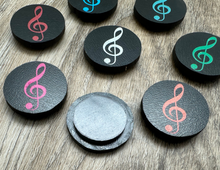 Load image into Gallery viewer, 1&quot; Black Treble Clef Magnets - set of 8
